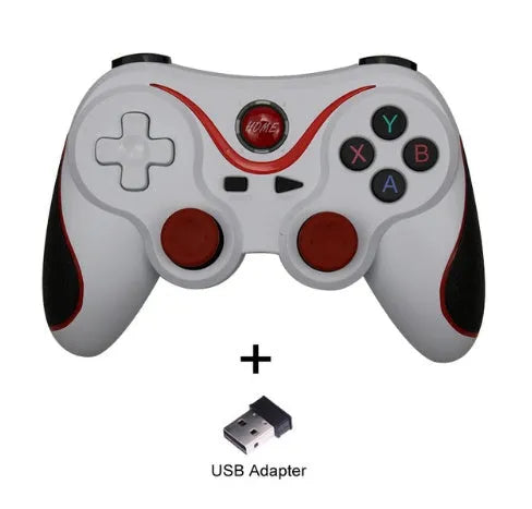 Upgraded X3 Bluetooth wireless game controller for Android phones in black or white, shown with phone clip attached.