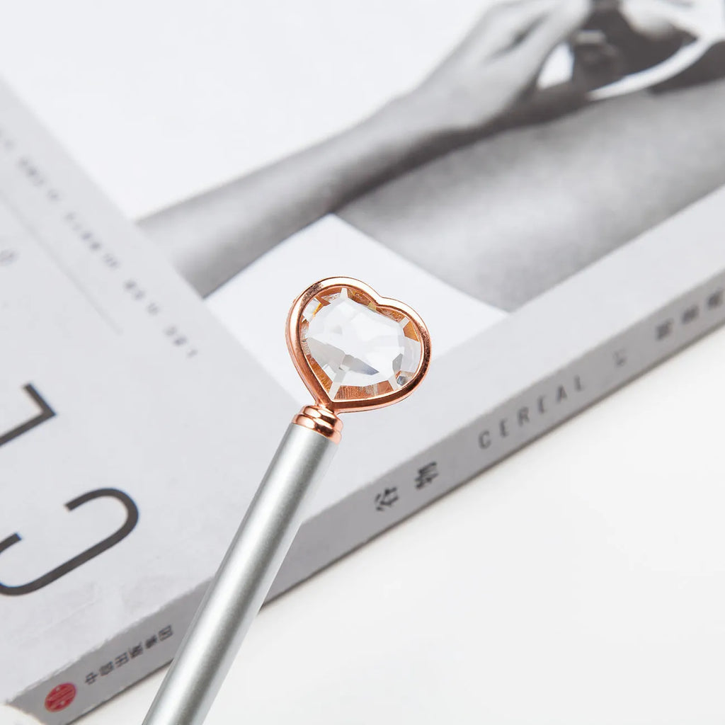 Creative Crystal Love Ball Metal Pen in golden, rose gold, or silver colour with crystal detail