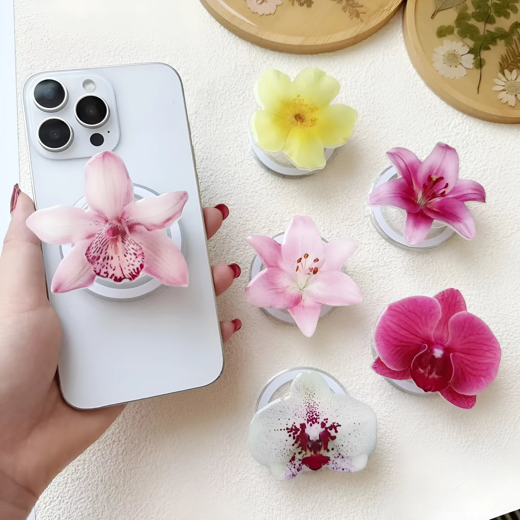 Phalaenopsis Flowers Cellphone Airbag Support magnetic acrylic phone holder in multiple colours