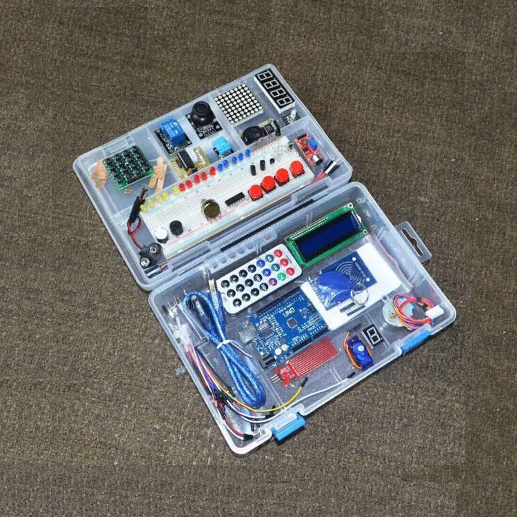 RFID upgraded Arduino starter kit with UNO R3 board, stepper motor, servo, RFID module, LCD and sensor modules