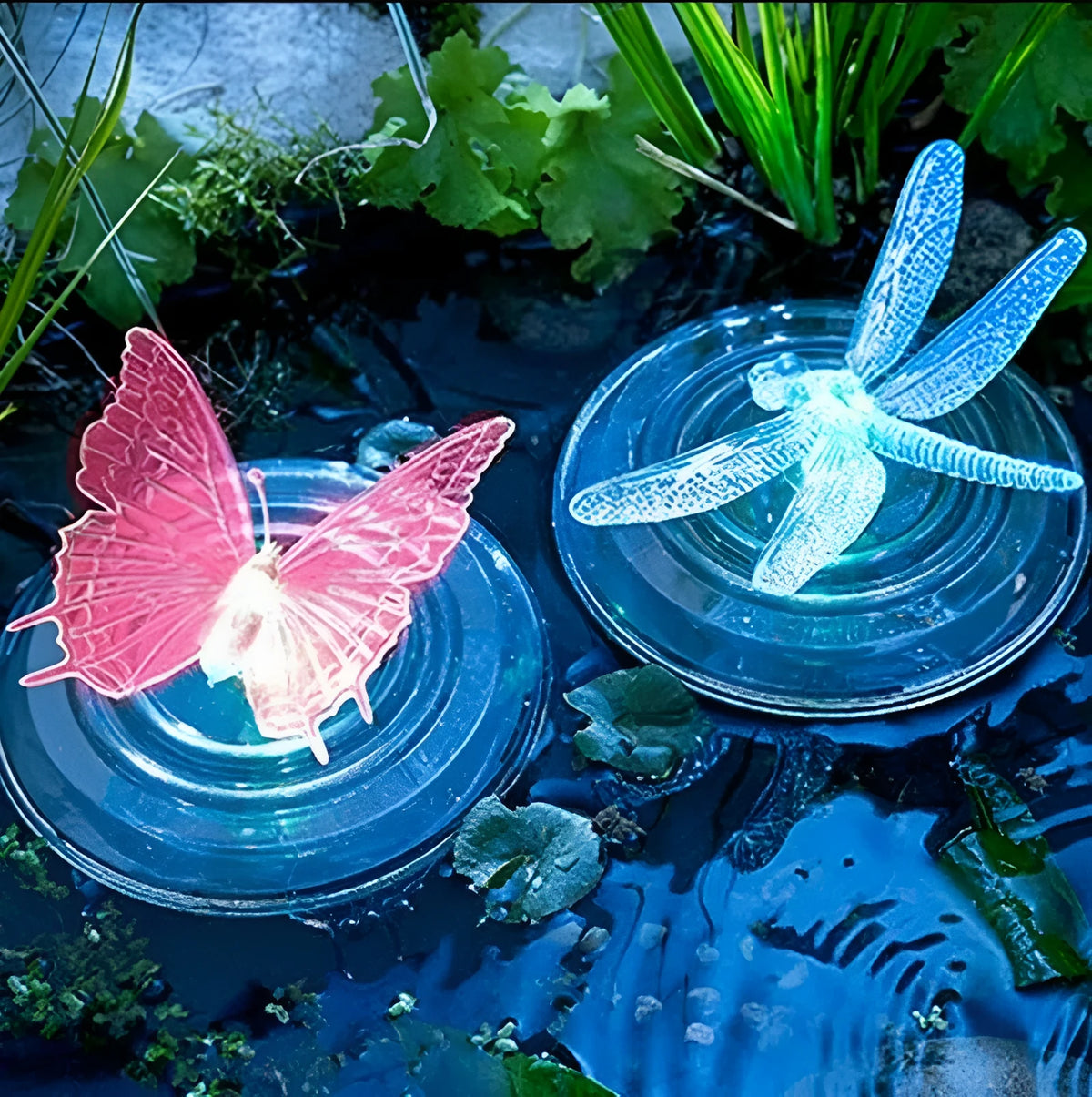 Solar LED float lamp in butterfly or dragonfly shape, 125 mm, IP44, for pond, fountain and pool