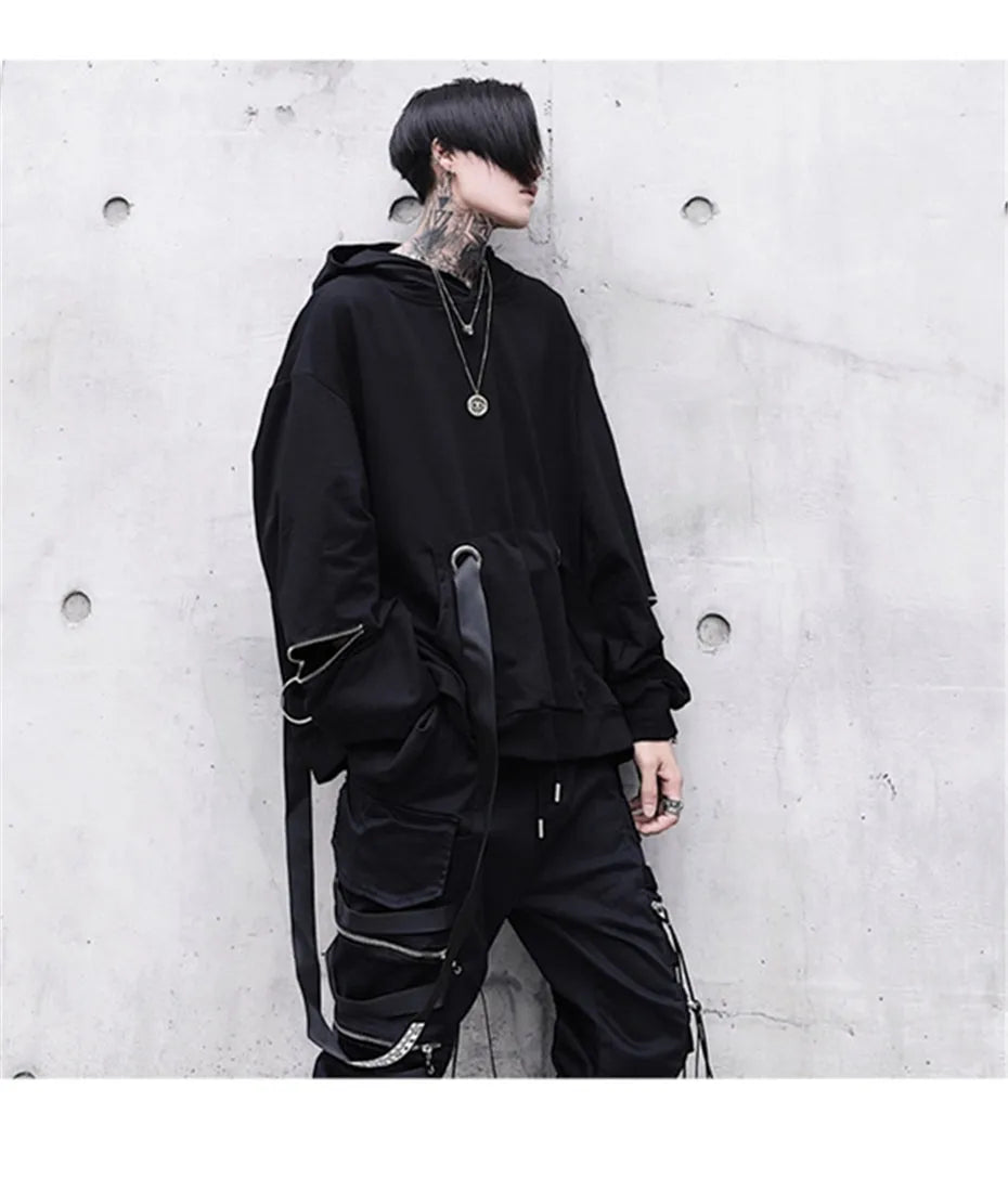 Harajuku hip hop loose hoodie sweatshirt in solid colour with long sleeves and hood, sizes M to 3XL