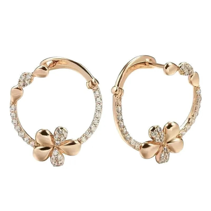Copper round ring earrings with electroplated finish in colour EK13286-FD-01