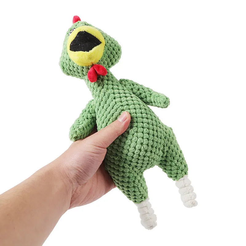 Pineapple velvet squeaky pet toy in pink, green, or yellow, 35cm long and 12cm wide, for dogs and cats