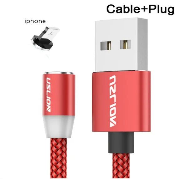 USLION circular magnetic charging cable with aluminium alloy housing and LED indicator
