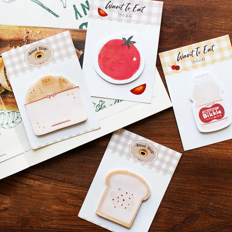 Food Bread Handbook note paper set showing 30 sheets and a back card, in tomato colour theme.