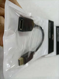 Black Display Port male to female extension cable measuring approximately 10cm in length.