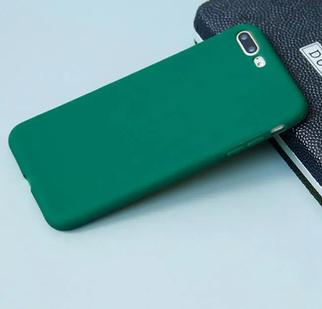 Matte frosted soft phone case for Apple iPhone, shown in multiple colour options.