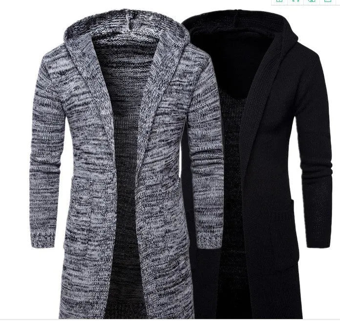 New fashion mens cardigan sweater in wool blend, available in black and gray, Asian sizes L-XXL