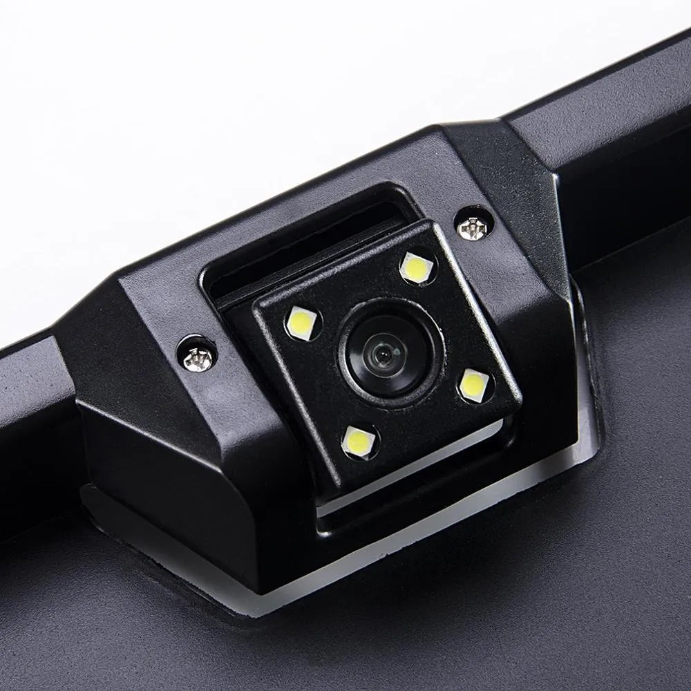 European license plate reversing camera with 4 LED lights for night vision, black colour, CMOS sensor