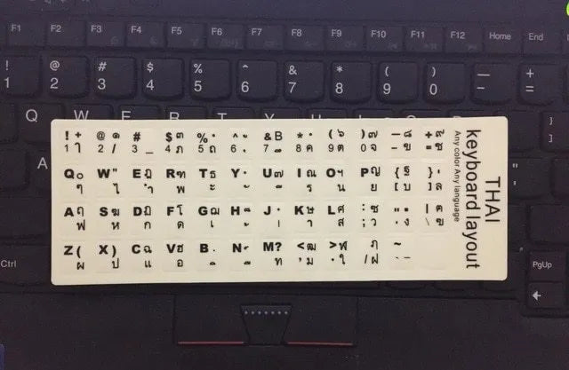 Sheet of glowing PVC keyboard stickers for Arabic, Thai, Hebrew, French, Italian and German languages
