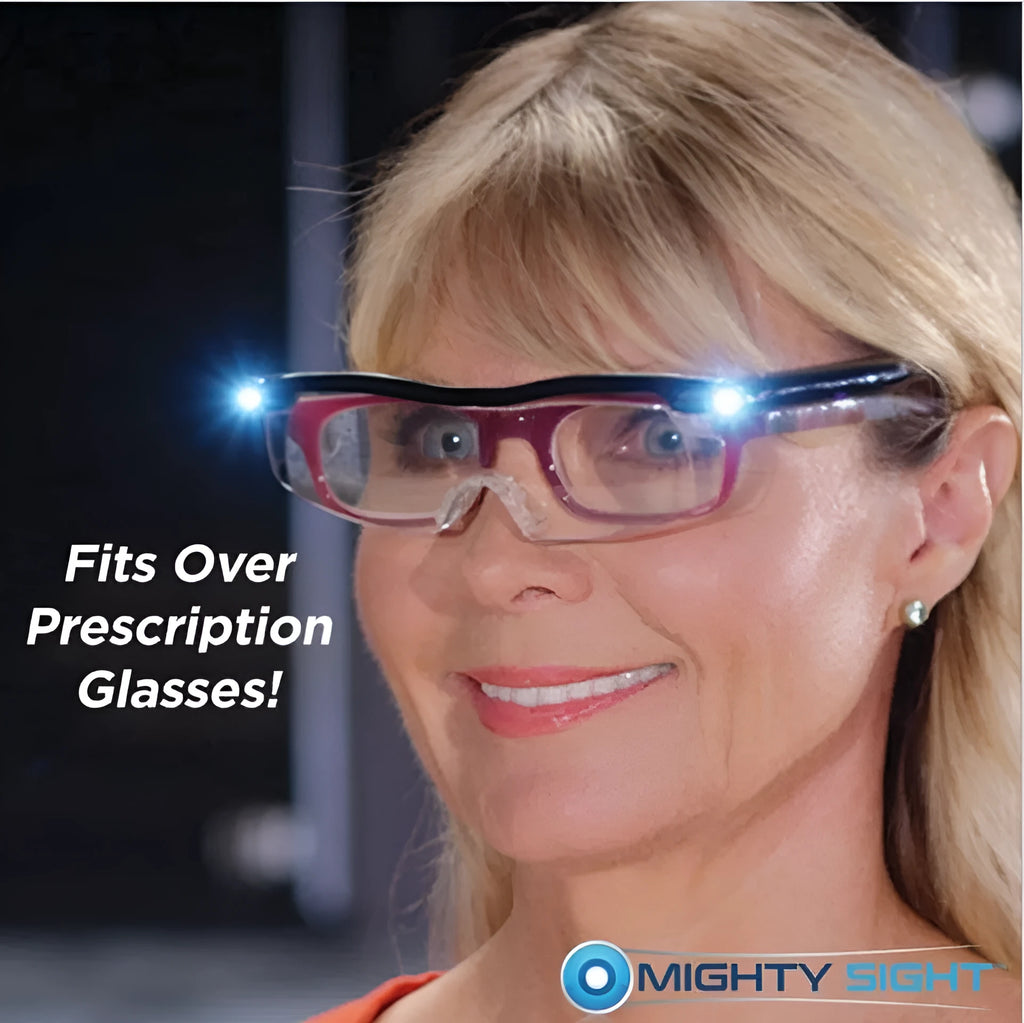 Transparent black USB LED reading glasses with ABS frame and integrated light for low-light reading