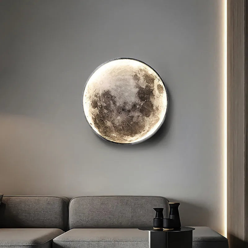 Moon wall lamp decorative wrought iron acrylic background light 24cm diameter lunar model