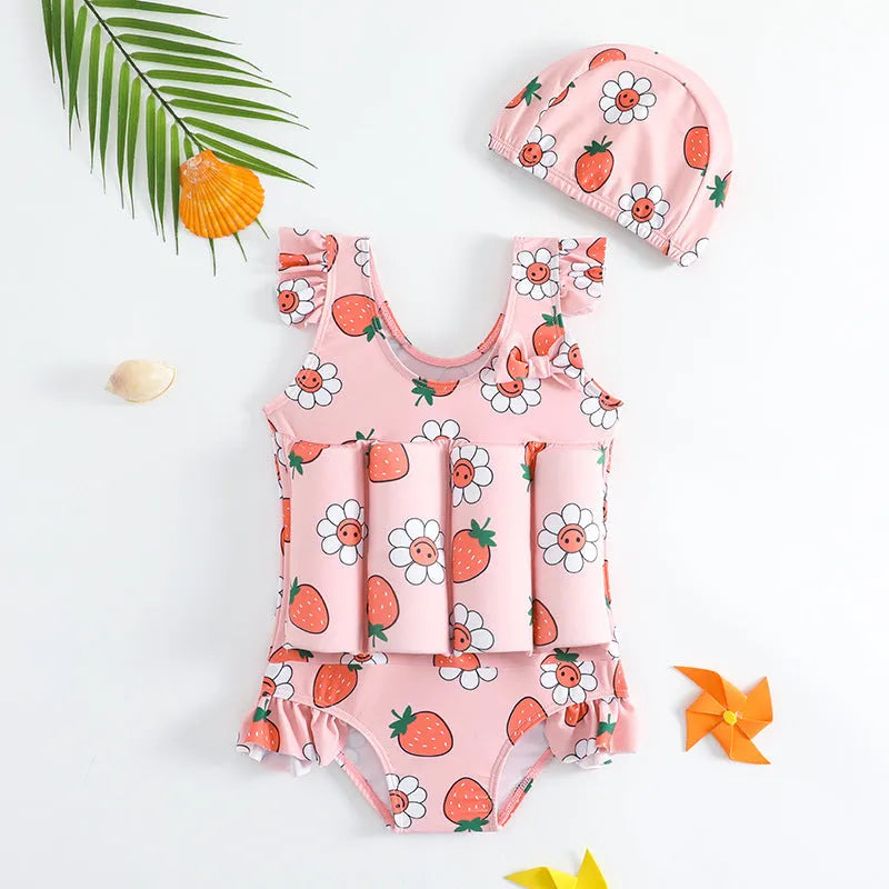 Children's buoyancy swimsuit boy's one-piece in Korean-style solid colour, nylon fabric, available in sizes M to XXL