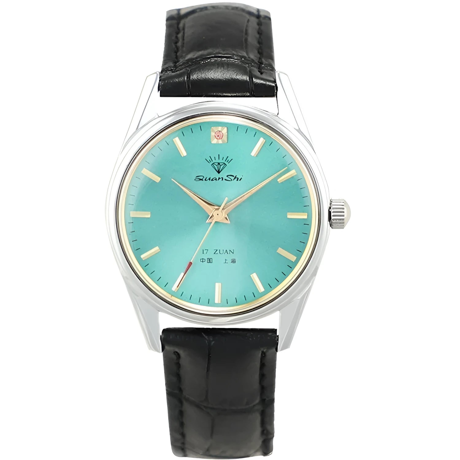 Men's green dial watch with alloy case and choice of four strap styles