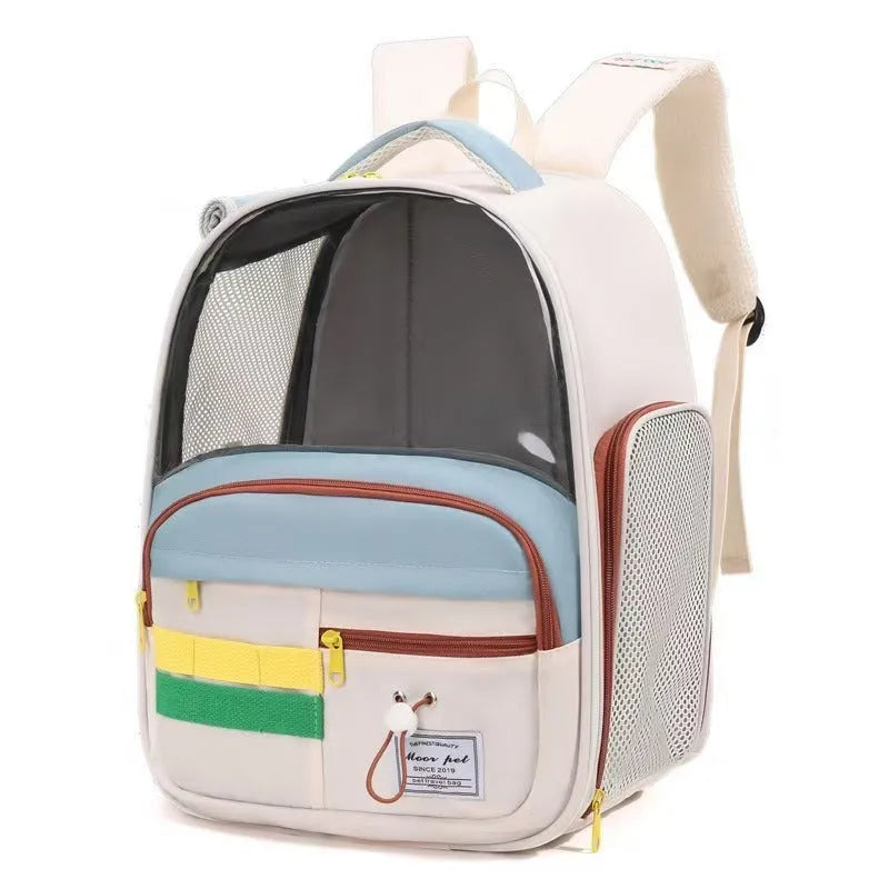 Oxford cloth pet carrier bag with colour-matching design, available in backpack and handbag styles for cats and dogs