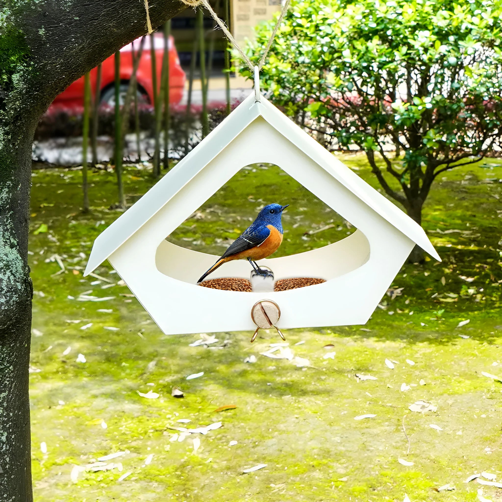 Iron bird nest feeder with European modern design in black or white colour options