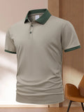 Short sleeve polo shirt with printed design and lapel collar in ice silk fabric