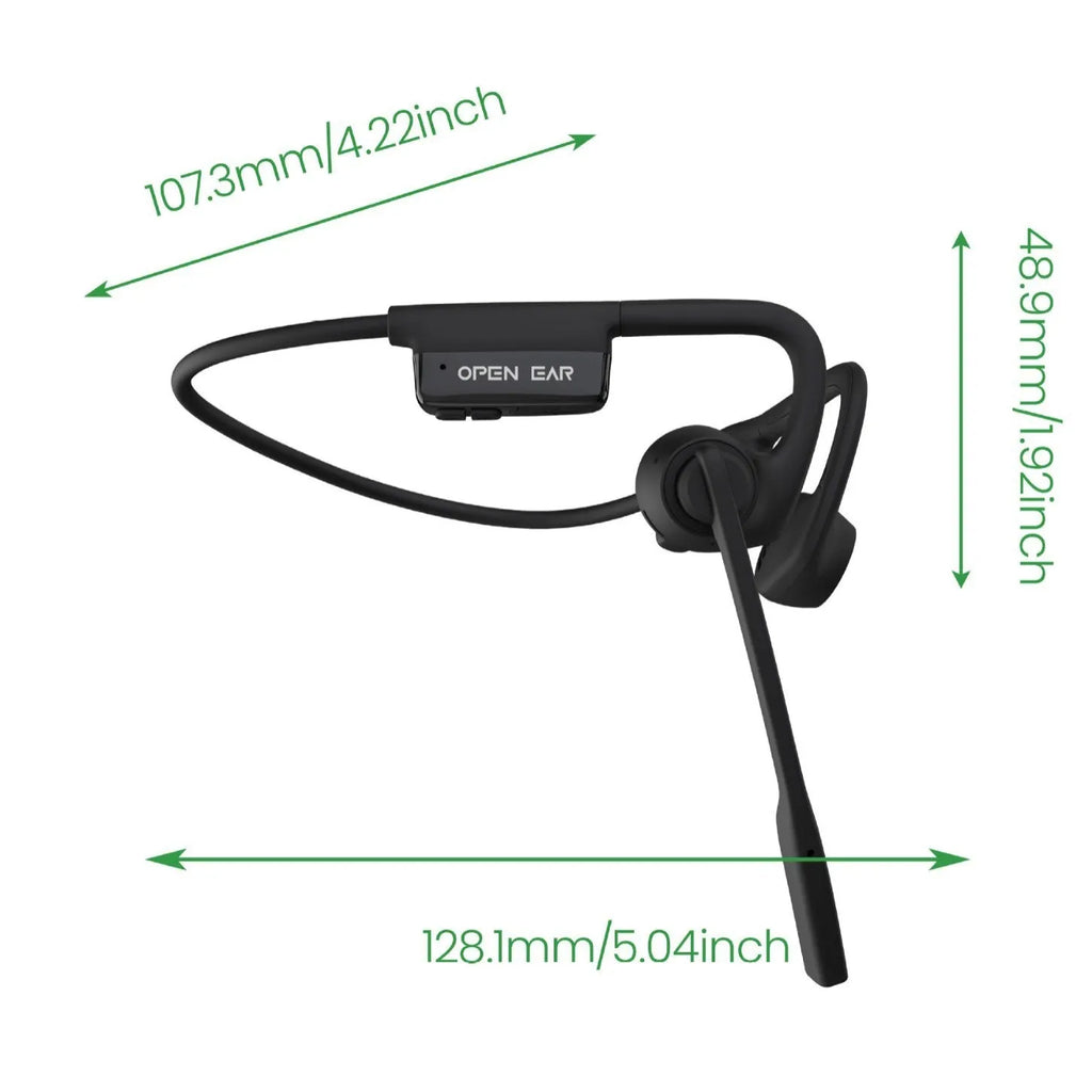 AS24 Black wireless open ear bone conduction headset with ear hook design and ENC noise reduction