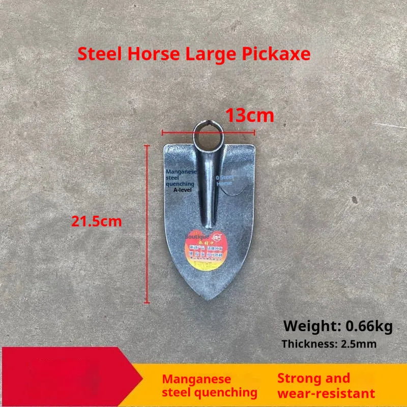 Agricultural pointed hoe tool with a stainless steel head for soil breaking and weeding.