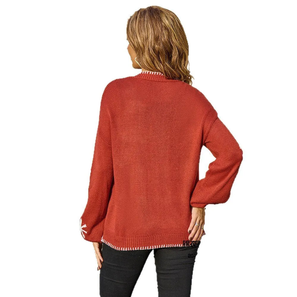 Women's plus size jacquard floral pattern knitted coat in beige colour with loose-fitting cardigan design