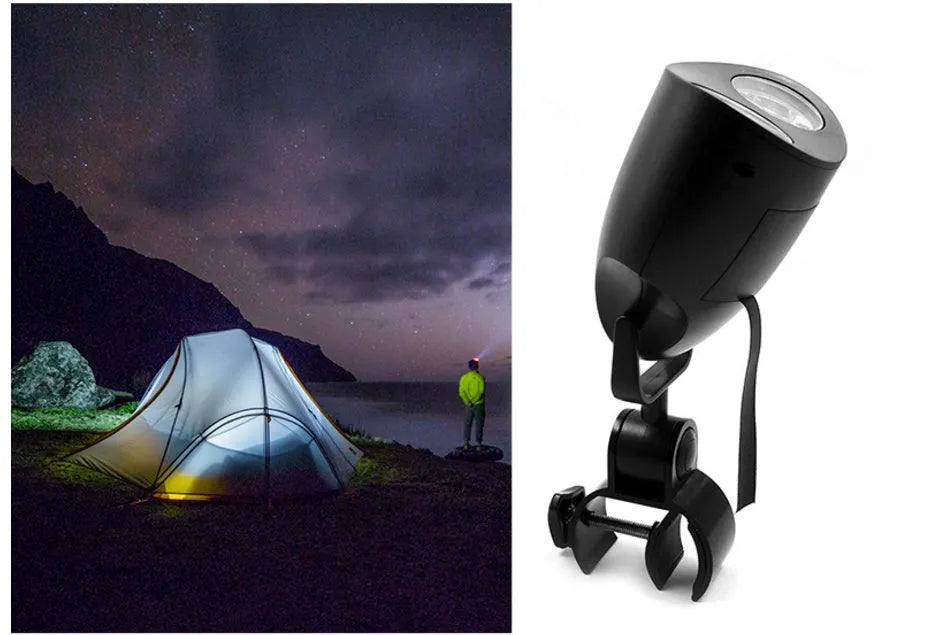 10-LED grill light with 360-degree rotation, white light, ABS PPS and aluminium alloy construction, battery powered for outdoor barbecues and camping