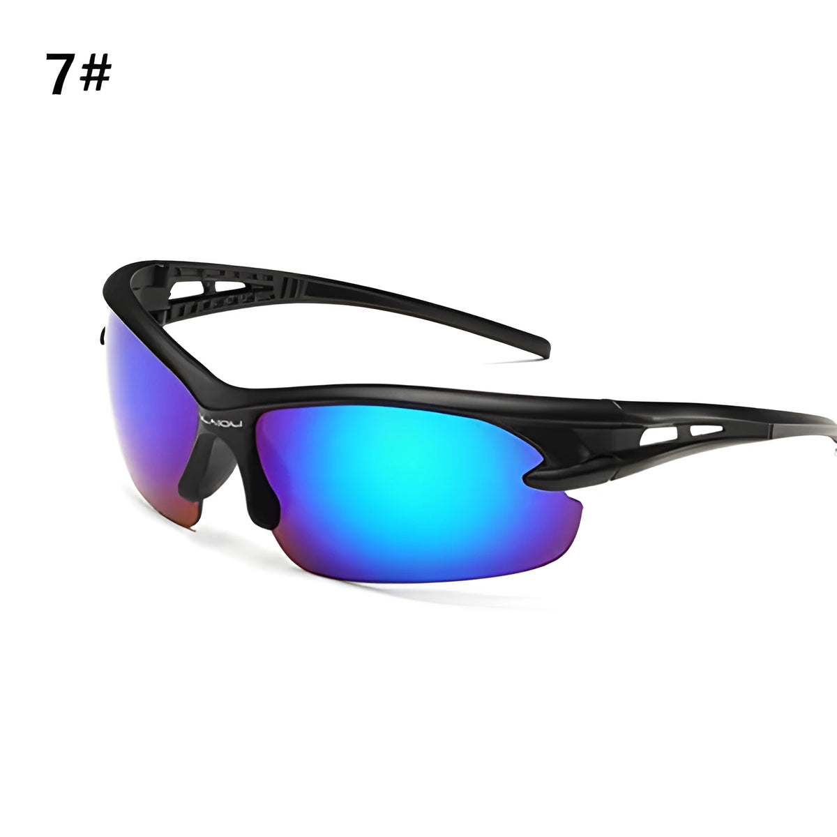 Cycling sunglasses with polarized black frame gray film lens on elastic paint frame windproof design