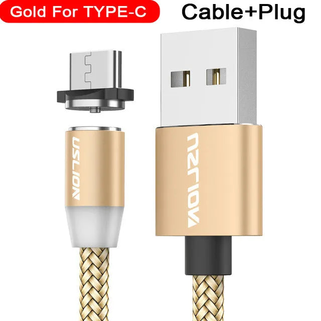 USLION circular magnetic charging cable with aluminium alloy housing and LED indicator
