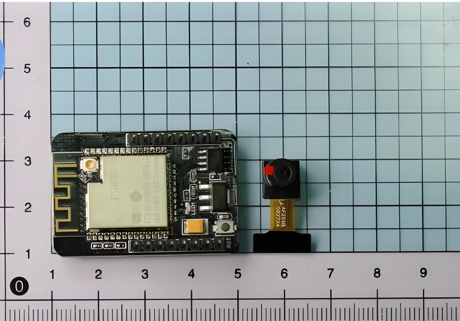 ESP32-CAM camera development board with WiFi and Bluetooth, compact 27x40.5x4.5mm module