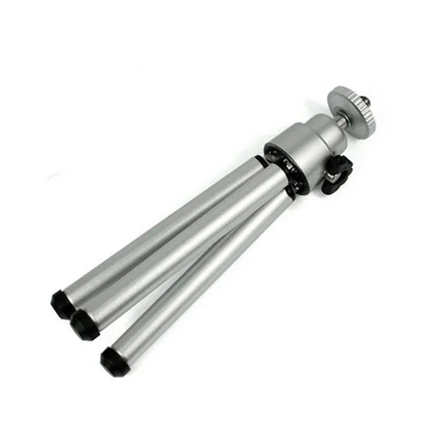 Mini aluminium tripod with ball head and black phone clip for cameras and mobile devices