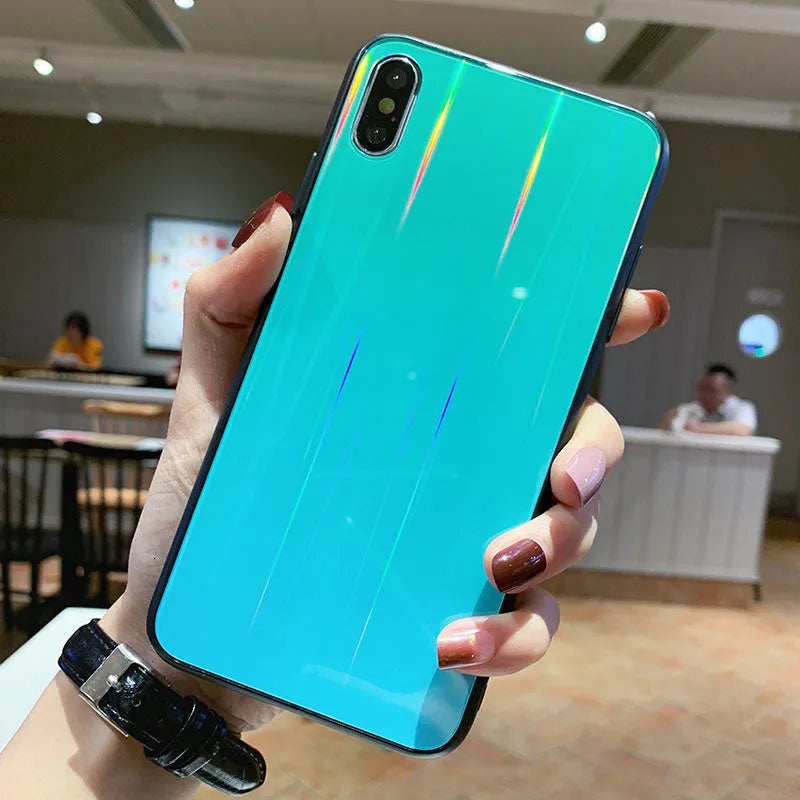 Gradient glass phone case with starry sky design for Huawei P20 in slim TPU PC back cover