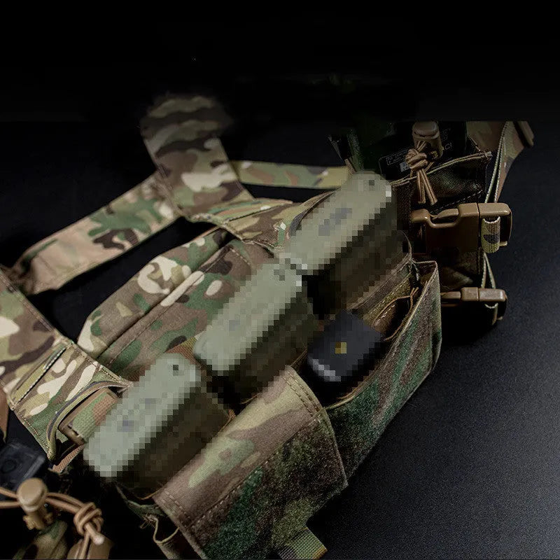 Tactical chest hanging vest in camouflage with quick pull sleeve, MK4 expansion mount, CP and black CP colours, 38 x 60 x 3cm