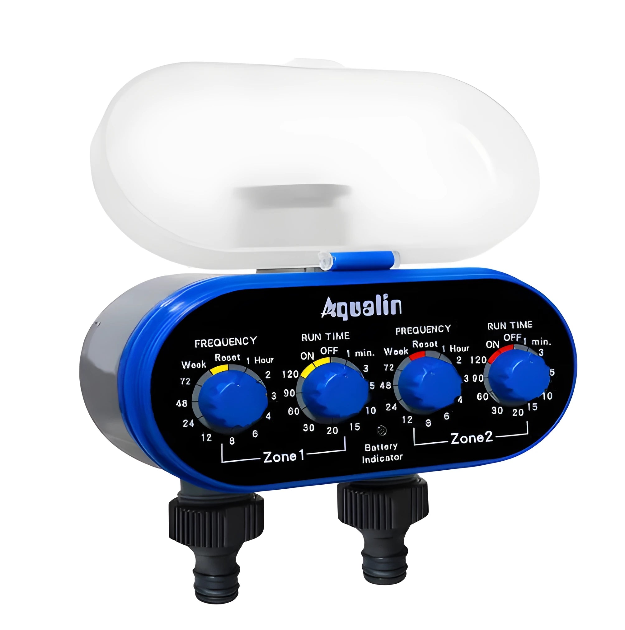 Dual timed irrigation controller with digital display for programmable garden watering automation