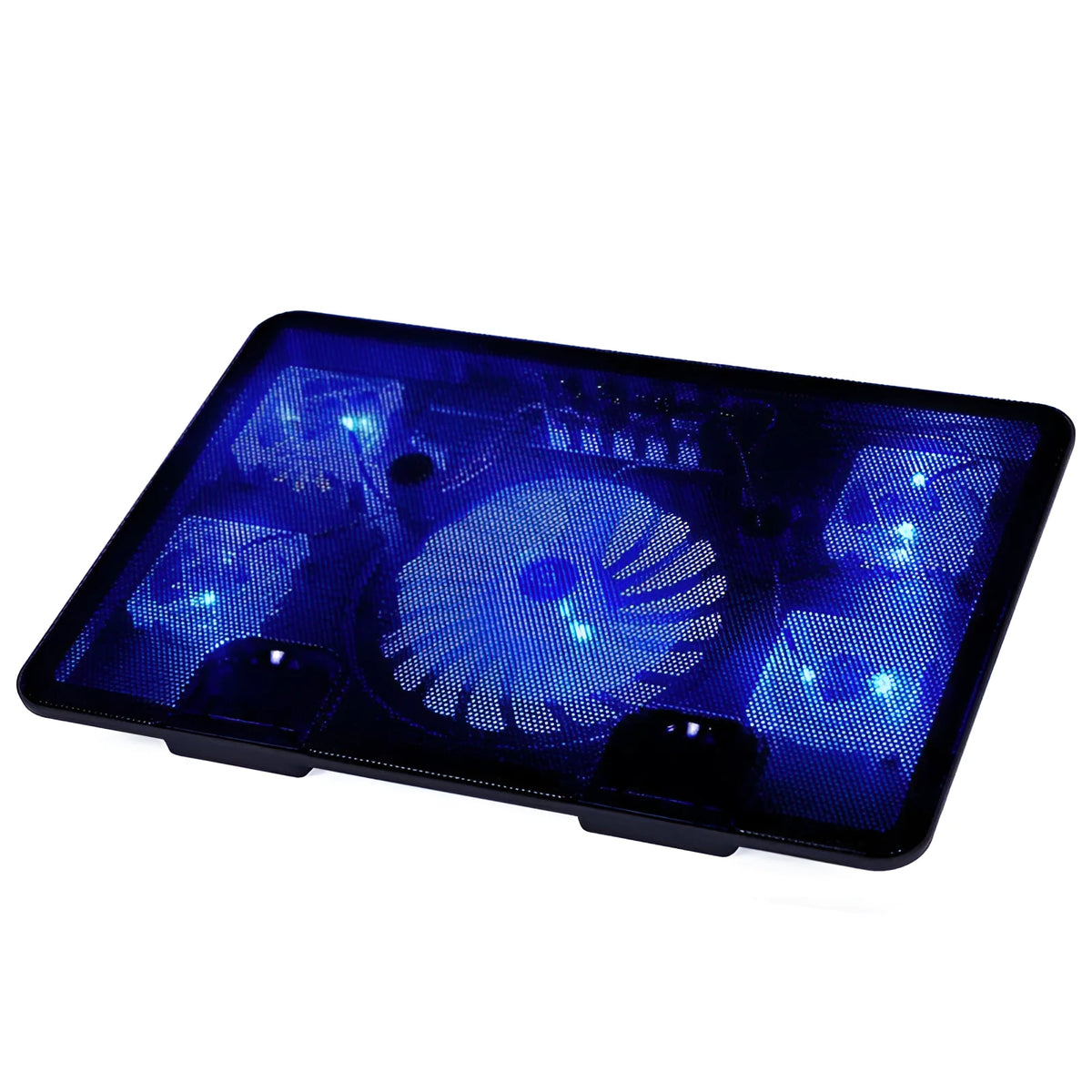 Naju N5 black ultra-thin silent notebook cooler with iron mesh panel and five fans