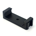 Silver aluminium bracket clip for mounting an iPhone onto a table top tripod.