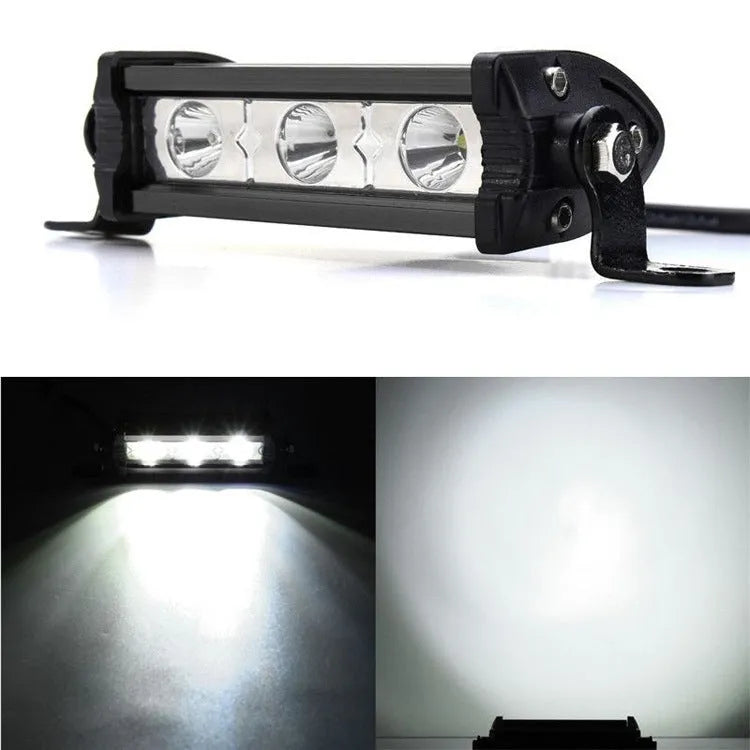 Black 9W LED car dome light with 10-30V range, single-row 2525 light source and 10000-hour life rating.