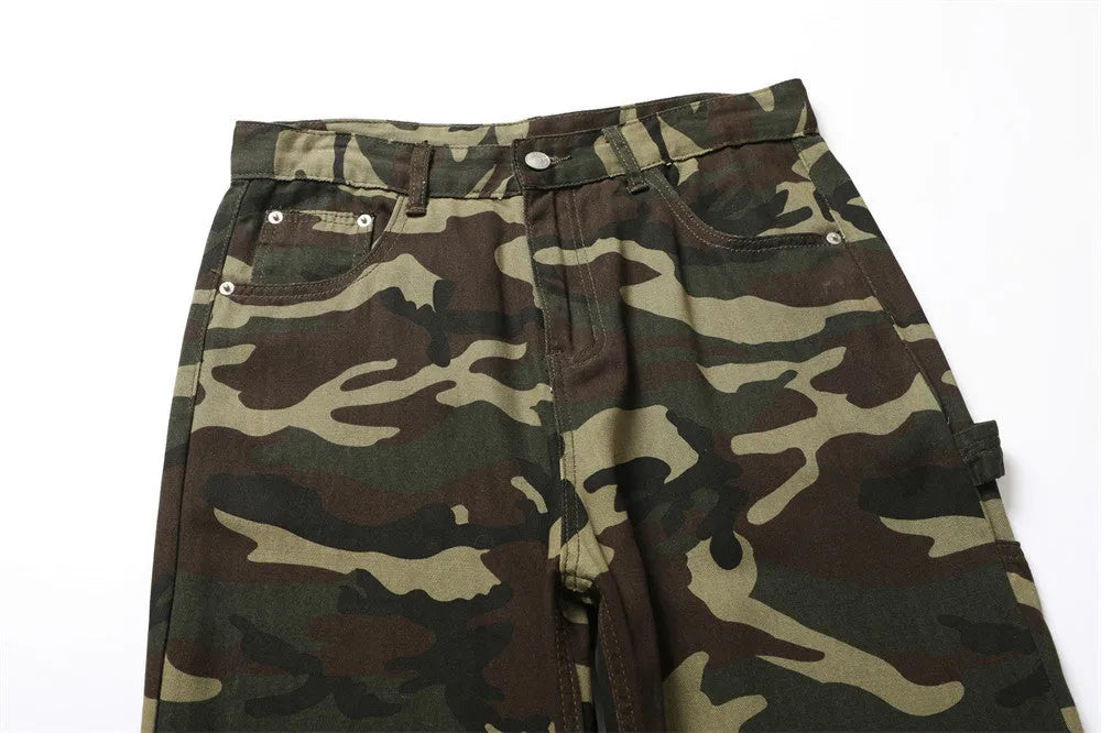 Men's cotton camouflage casual trousers in standard camouflage pattern, available in sizes S to XXXL for leisure wear