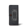 Black felt Nintendo Switch carrying pouch with game card slots and accessory compartments