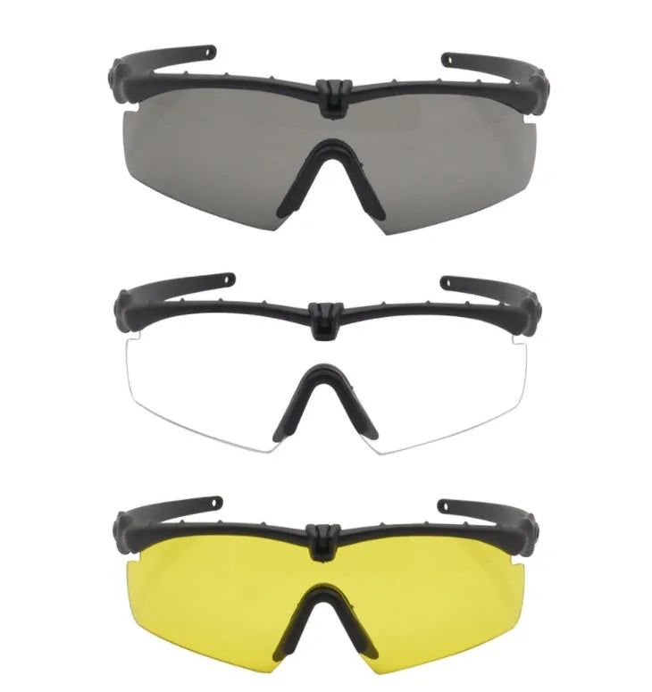 Tactical shooting glasses in black with polycarbonate frame and 13cm temple length