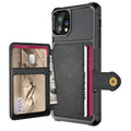 Black imitation leather iPhone back cover case with a slot for holding credit cards.