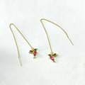 Long style bird hanging earrings with mixed zirconium wings, approximately 20-24cm length