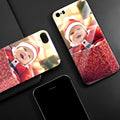 Slim patterned protective case for Apple iPhone with raised edges around screen and camera.