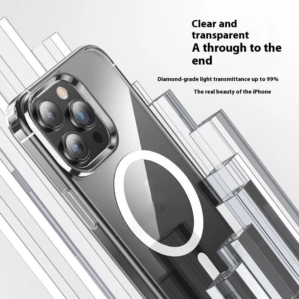 Two-in-one transparent magnetic phone case for iPhone, TPU PC construction shockproof drop-resistant