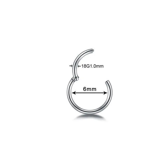 G23 titanium segment hinged clicker ring for septum nose piercing in rainbow colour finish