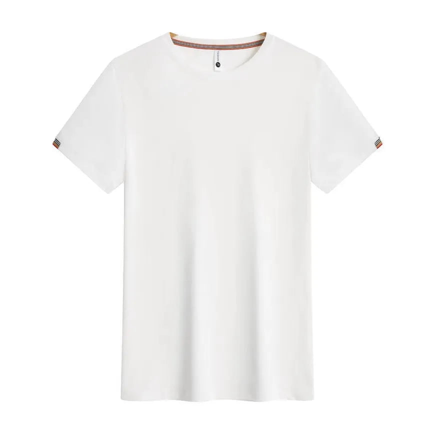 Round neck ice-feel work shirt in multiple colours including Army Green and navy blue, showing pullover design