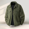 Men's slim fit vinylon coat with American ruffle detailing in black colour