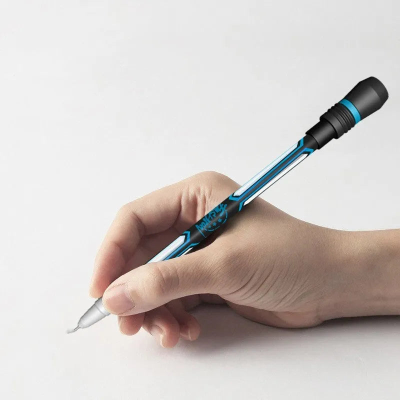 White rotating gel pen with frost silica grip and 0.35mm tip
