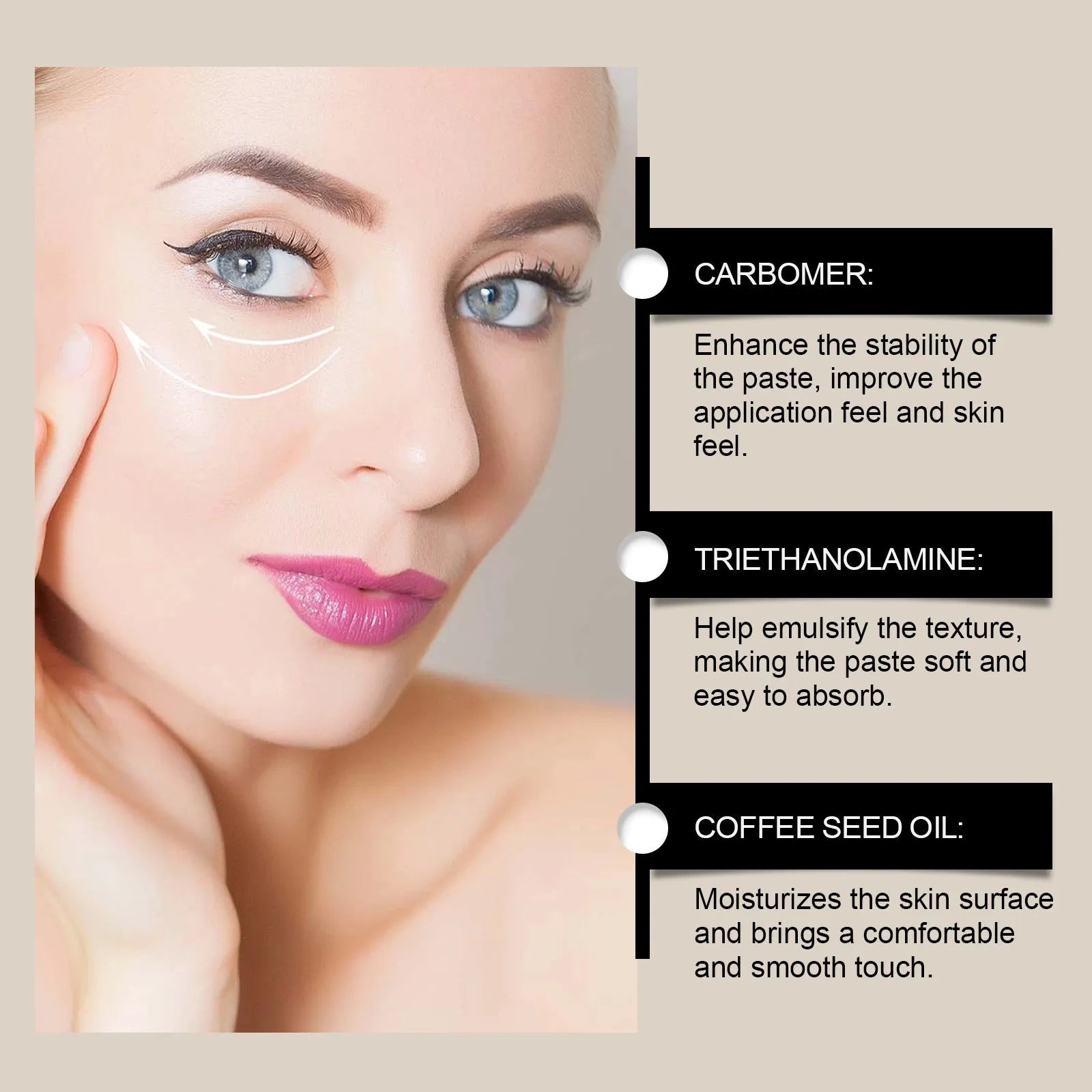 Coffee seed oil facial sheet mask 5.1x3.9cm with 30g moisturising formula
