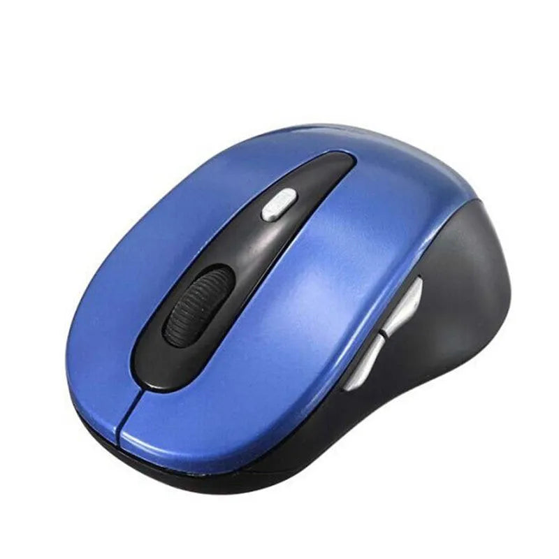 Wireless dual-mode Bluetooth and 2.4GHz laptop mouse, 2400dpi optical, six keys, 100x60x40mm, black blue red yellow