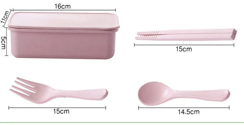 Bamboo fibre lunch box in beige with 600ml capacity, microwave safe, 16x11x5cm
